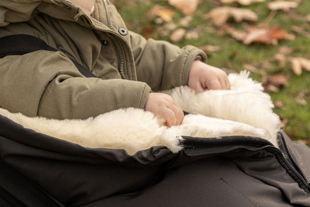 Naturally Sheepskins - Sheepskin Footmuff - Black - Mabel & Fox