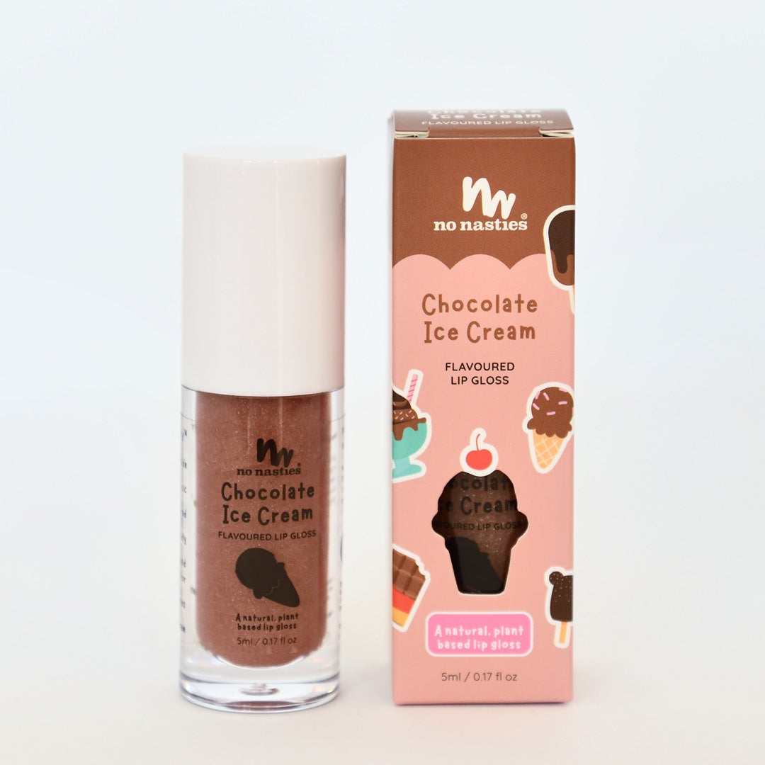 No Nasties – Kids Natural Lip Gloss – Chocolate Ice-Cream - Mabel & Fox