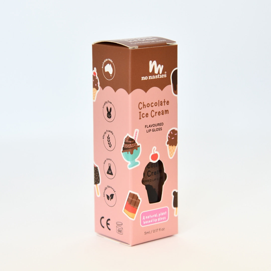 No Nasties – Kids Natural Lip Gloss – Chocolate Ice-Cream - Mabel & Fox
