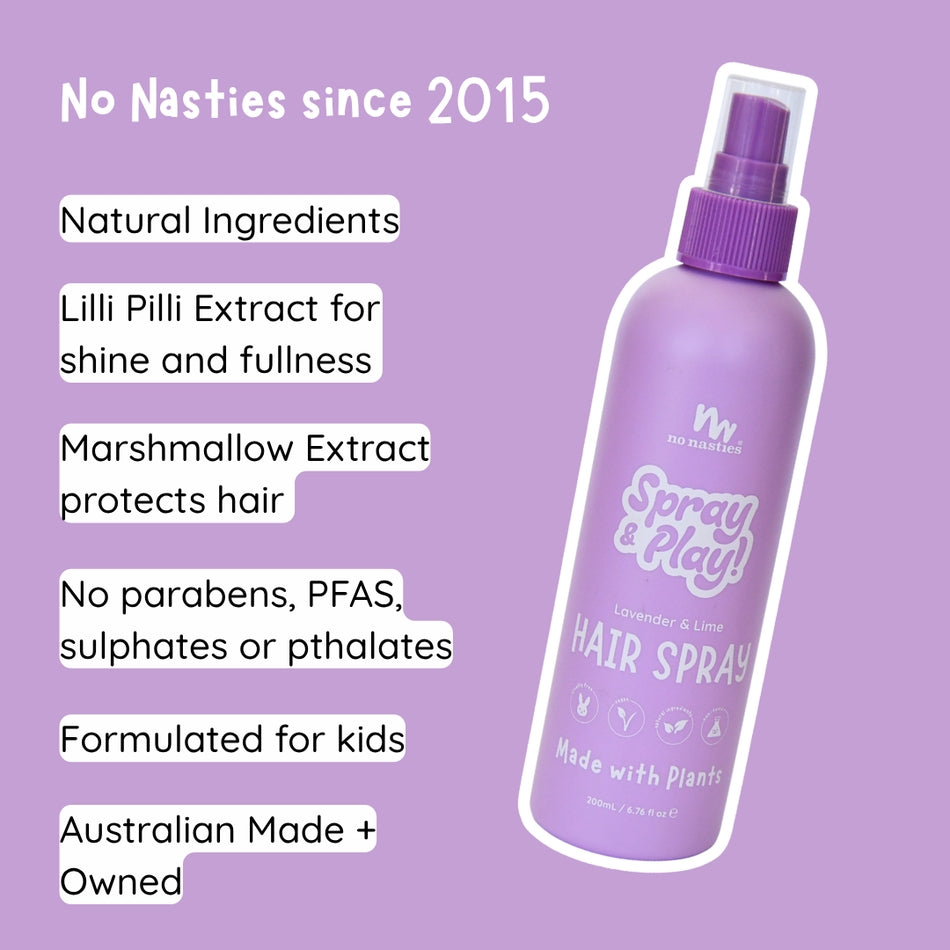 No Nasties – SLiCK KiDS™ Plant Based Hair Spray – Lavender & Fresh Lime 200ml - Mabel & Fox