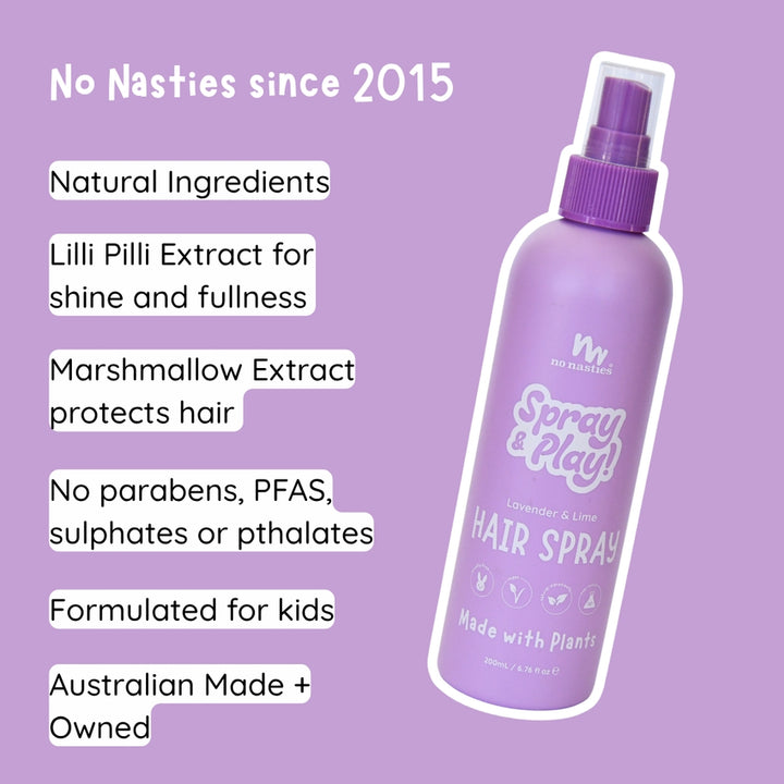 No Nasties – SLiCK KiDS™ Plant Based Hair Spray – Lavender & Fresh Lime 200ml - Mabel & Fox