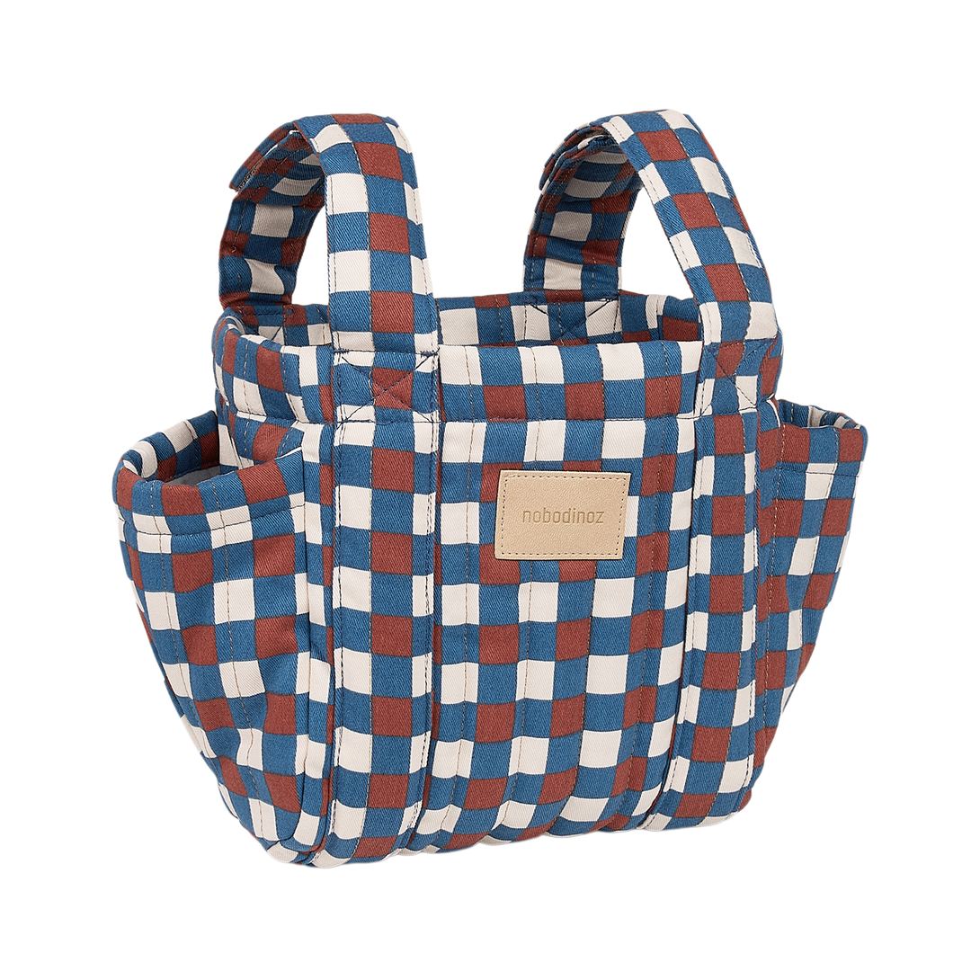 Nobodinoz - Hyde Park Stroller Organiser - Blue Red Mosiac - Mabel & Fox