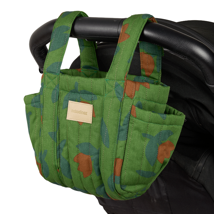 Nobodinoz - Hyde Park Stroller Organiser - Green Tulips - Mabel & Fox