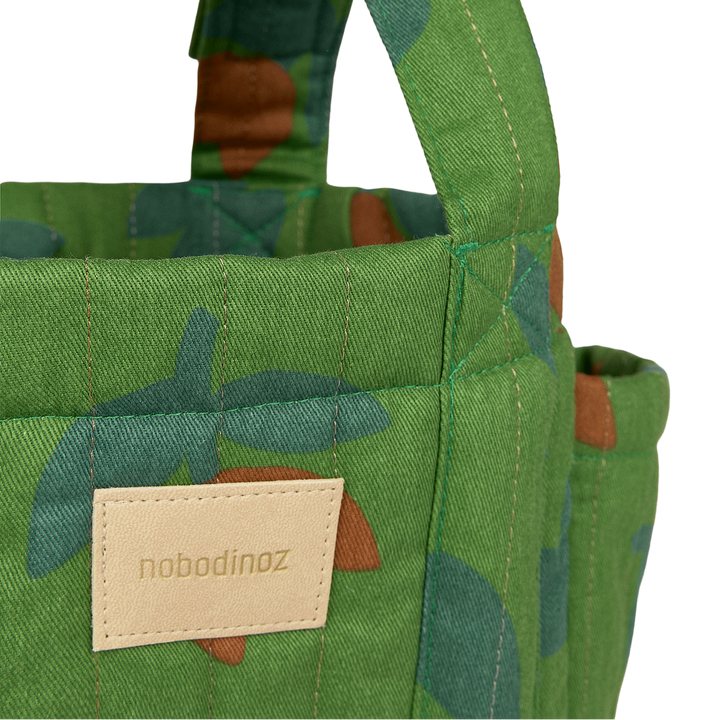 Nobodinoz - Hyde Park Stroller Organiser - Green Tulips - Mabel & Fox