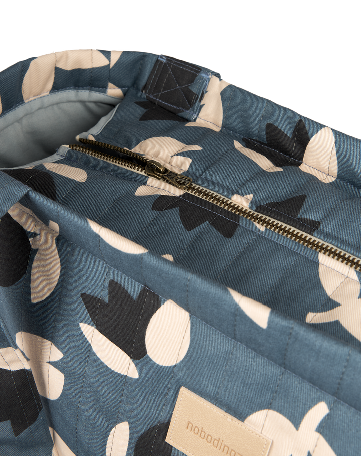 Nobodinoz - Hyde Park Tote Bag - Blue Black Tulips - Mabel & Fox
