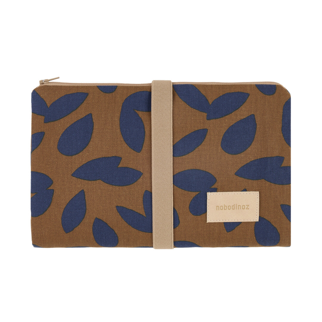 Nobodinoz- Hyde Park Waterproof Changing Pad - Blue Leaves - Mabel & Fox