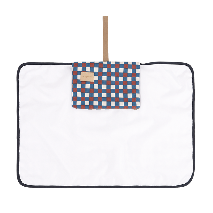 Nobodinoz- Hyde Park Waterproof Changing Pad - Blue Red Mosaic - Mabel & Fox