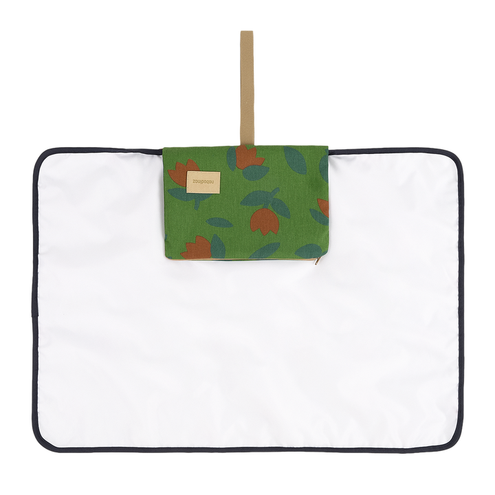 Nobodinoz- Hyde Park Waterproof Changing Pad - Green Tulips - Mabel & Fox
