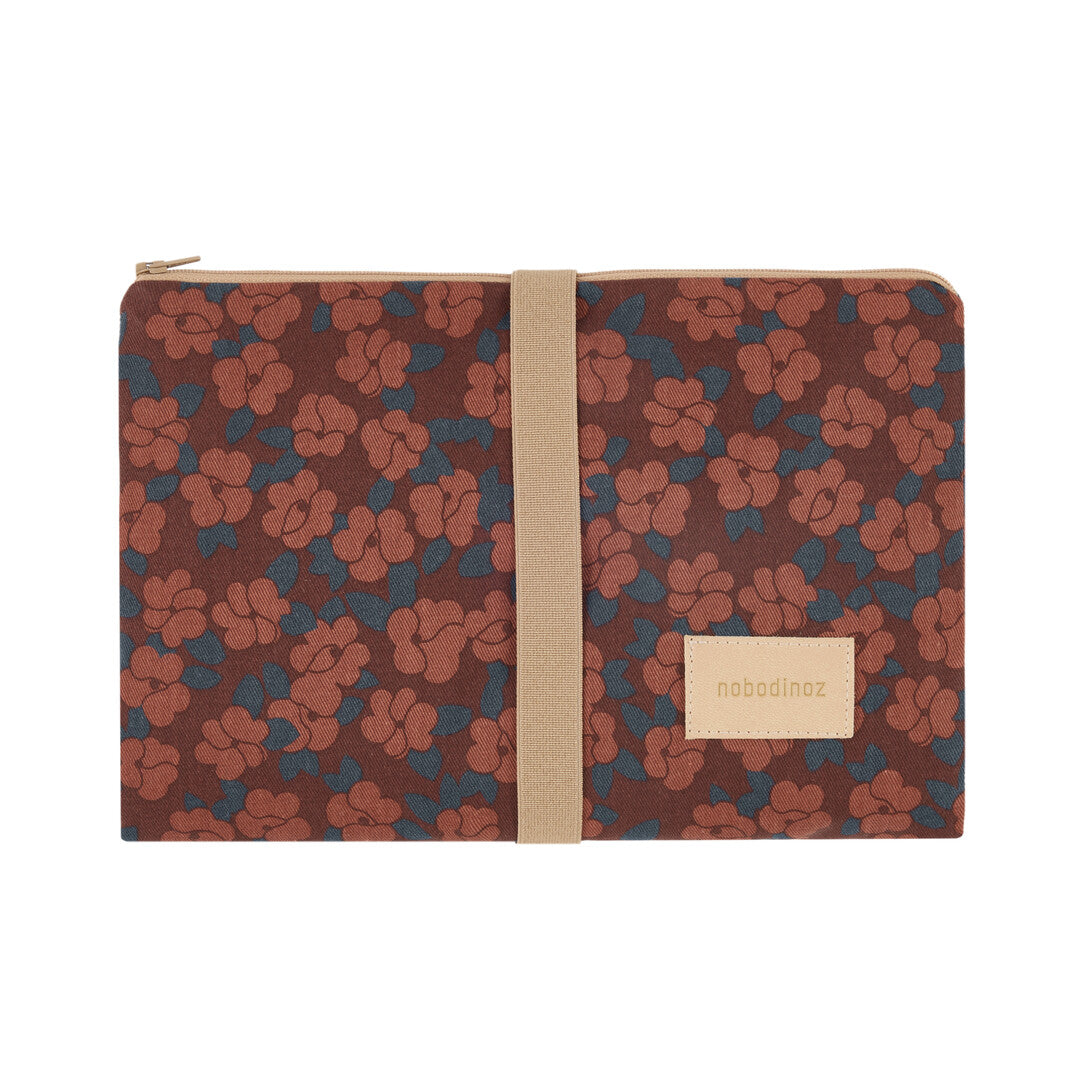 Nobodinoz- Hyde Park Waterproof Changing Pad - Maroon Poppies - Mabel & Fox