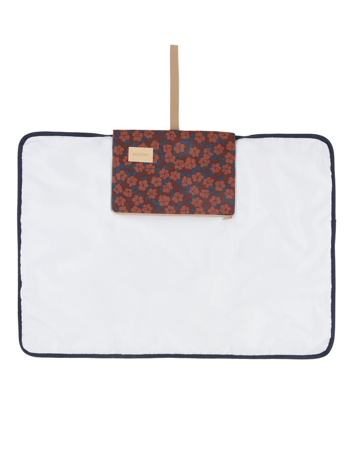 Nobodinoz- Hyde Park Waterproof Changing Pad - Maroon Poppies - Mabel & Fox