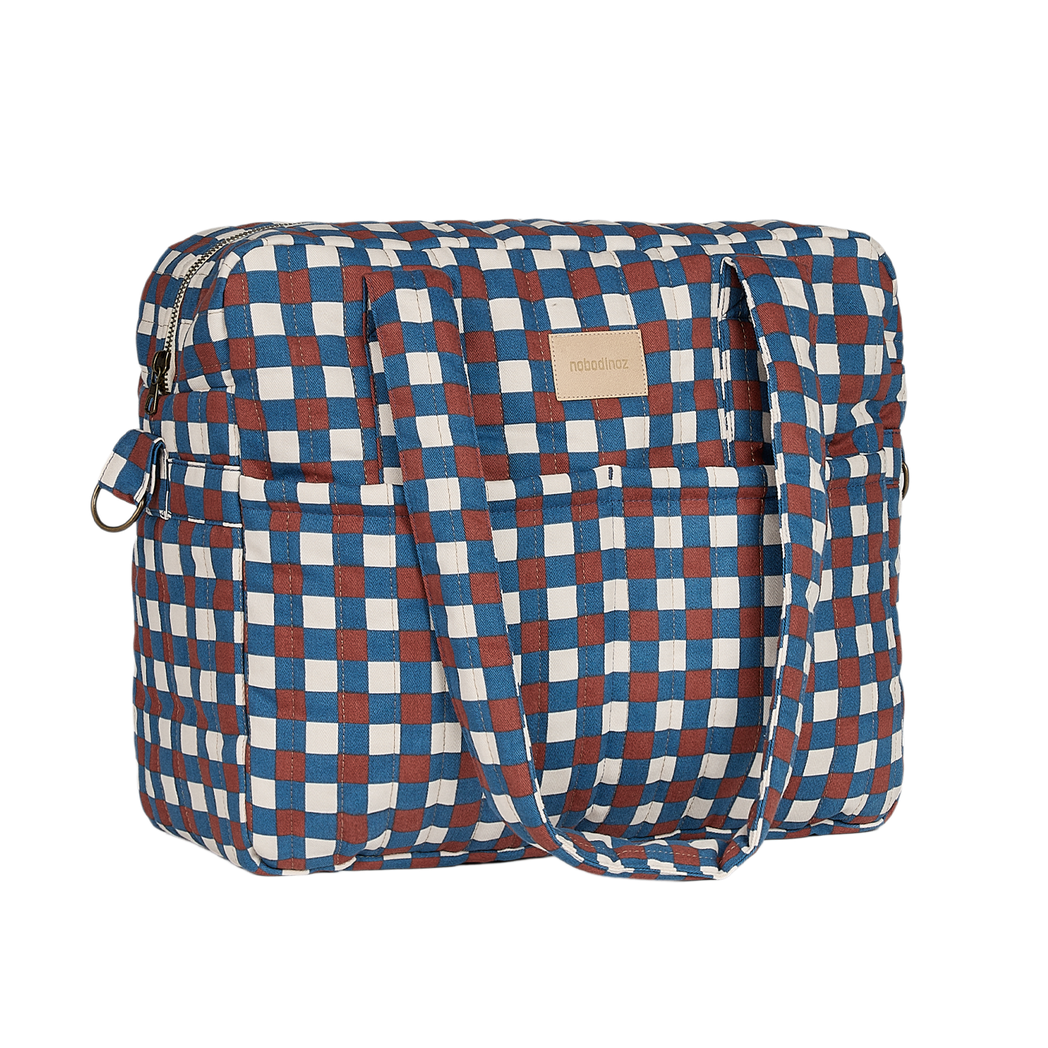 Nobodinoz - Hyde Park Waterproof Stroller Bag - Blue Red Mosaic - Mabel & Fox