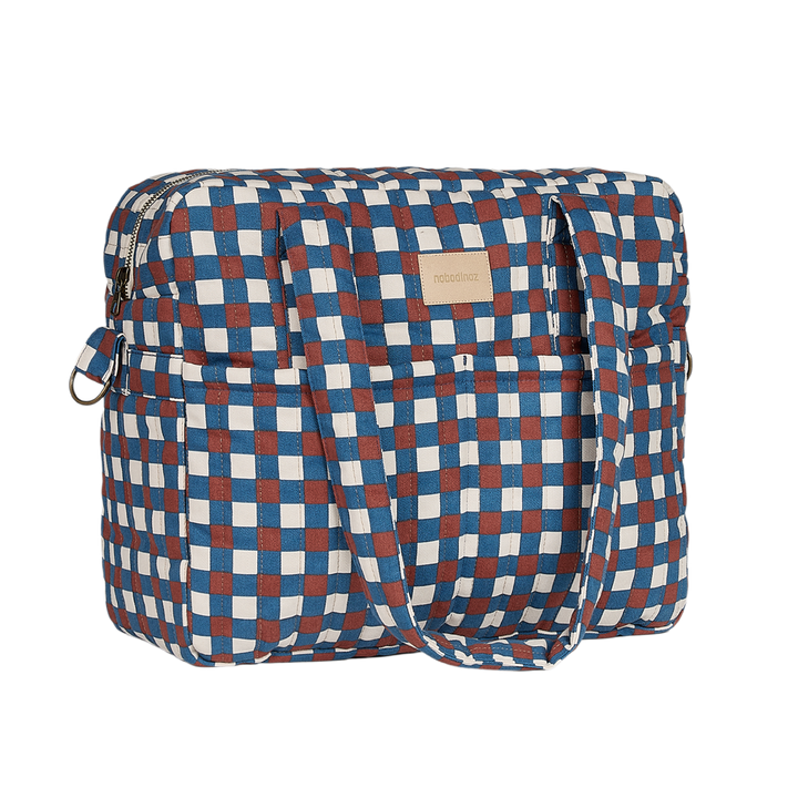 Nobodinoz - Hyde Park Waterproof Stroller Bag - Blue Red Mosaic - Mabel & Fox