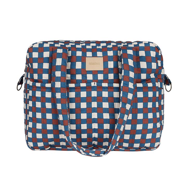 Nobodinoz - Hyde Park Waterproof Stroller Bag - Blue Red Mosaic - Mabel & Fox