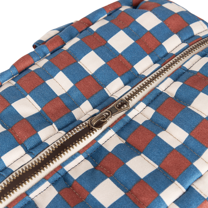 Nobodinoz - Hyde Park Waterproof Stroller Bag - Blue Red Mosaic - Mabel & Fox