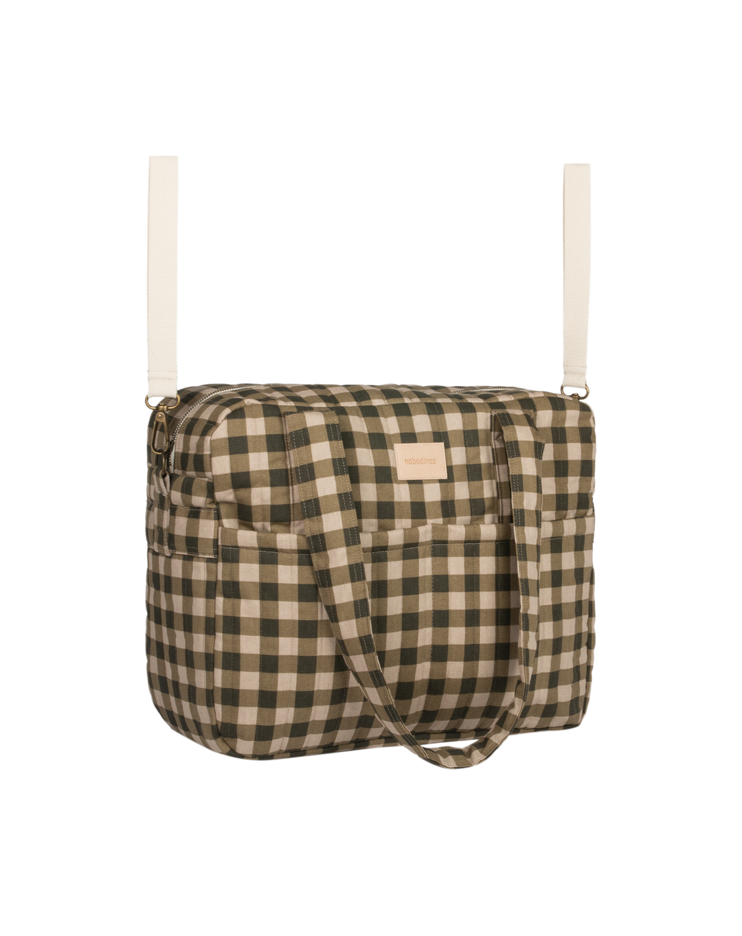 Nobodinoz- Hyde Park Waterproof Stroller Bag- Green Checks - Mabel & Fox