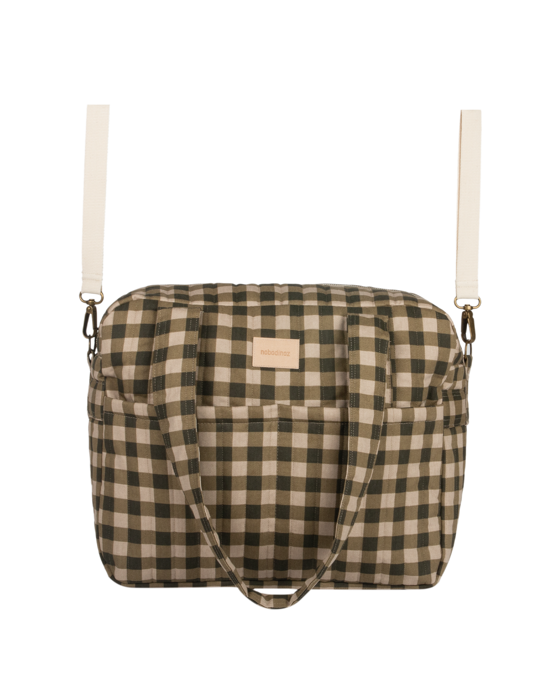 Nobodinoz- Hyde Park Waterproof Stroller Bag- Green Checks - Mabel & Fox