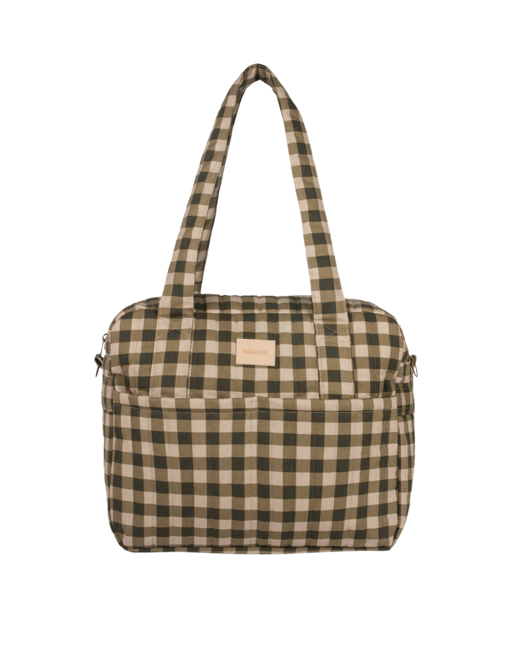 Nobodinoz- Hyde Park Waterproof Stroller Bag- Green Checks - Mabel & Fox