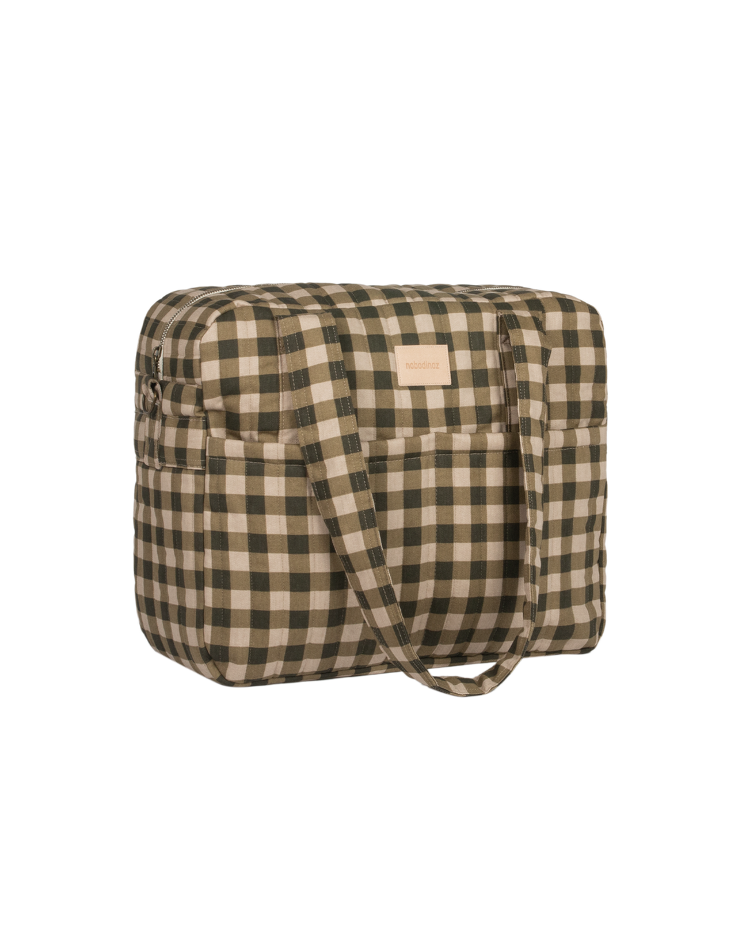 Nobodinoz- Hyde Park Waterproof Stroller Bag- Green Checks - Mabel & Fox