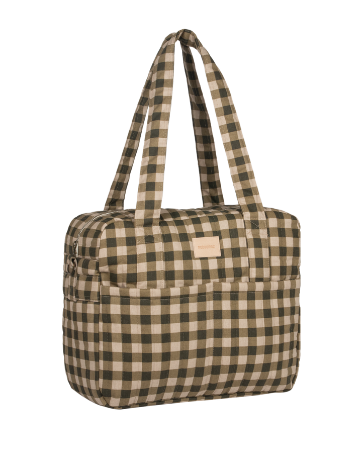 Nobodinoz- Hyde Park Waterproof Stroller Bag- Green Checks - Mabel & Fox