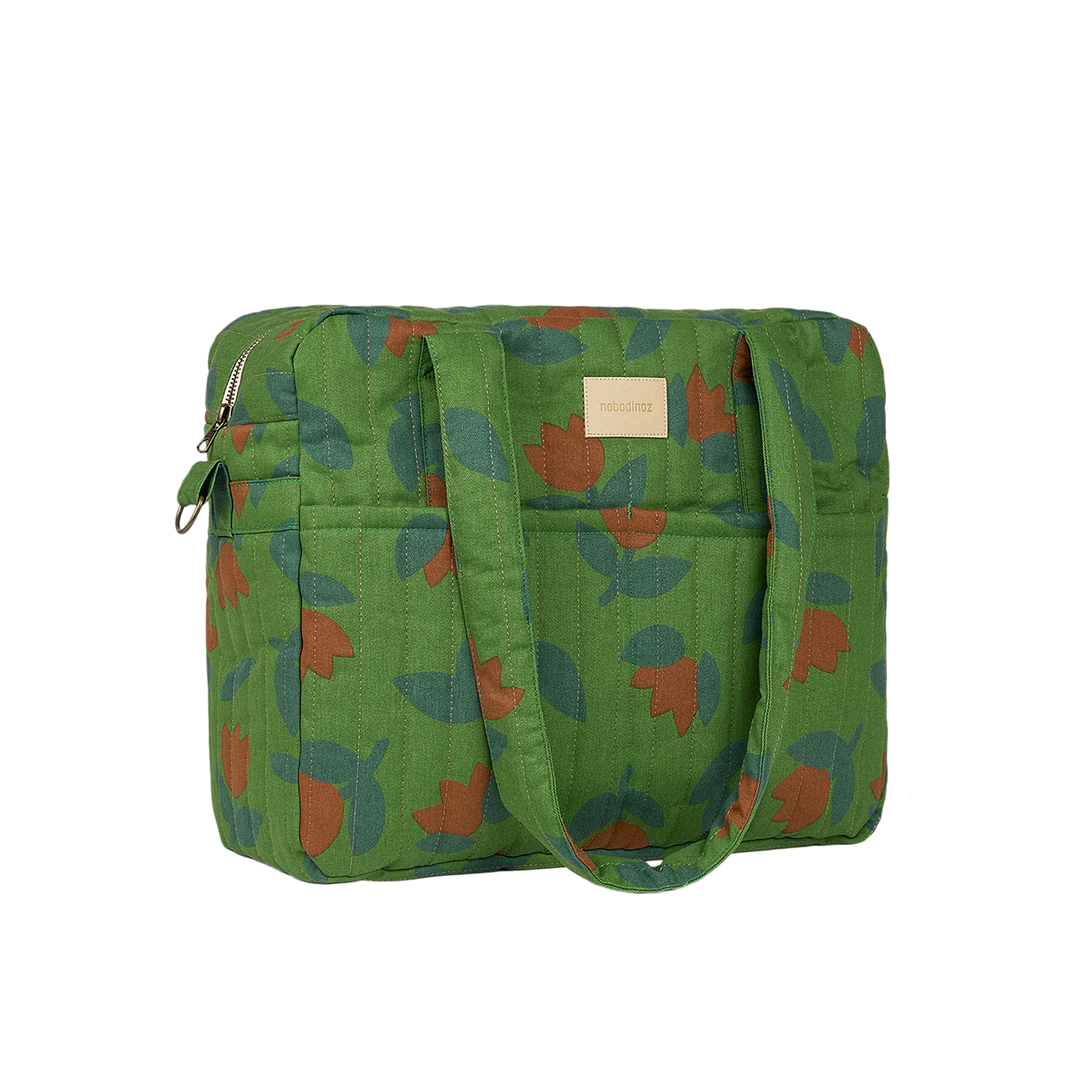 Nobodinoz - Hyde Park Waterproof Stroller Bag - Green Tulip - Mabel & Fox