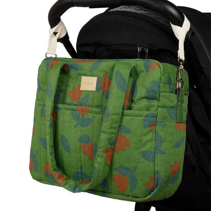Nobodinoz - Hyde Park Waterproof Stroller Bag - Green Tulip - Mabel & Fox
