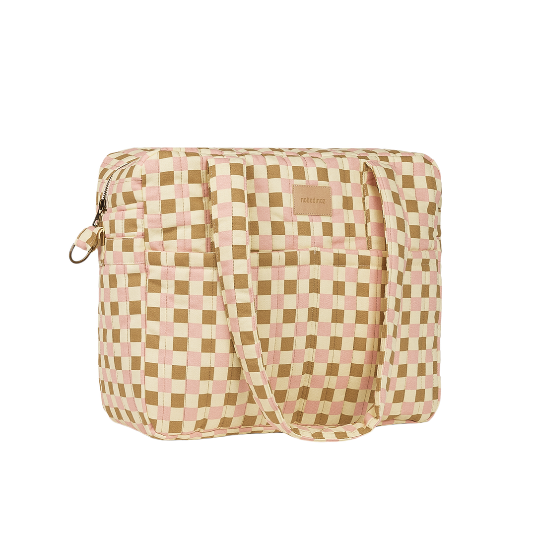 Nobodinoz - Hyde Park Waterproof Stroller Bag - Yellow Pink Mosaic - Mabel & Fox