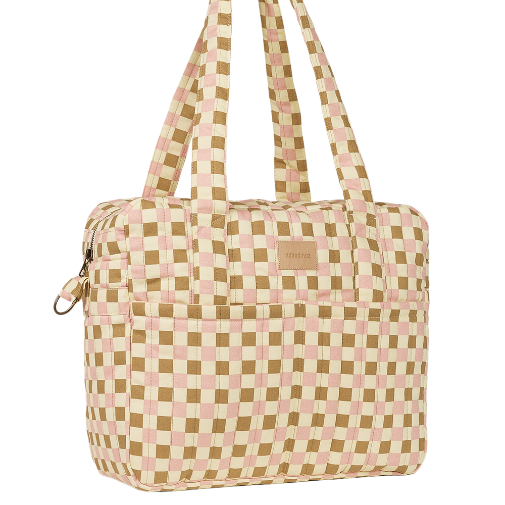 Nobodinoz - Hyde Park Waterproof Stroller Bag - Yellow Pink Mosaic - Mabel & Fox