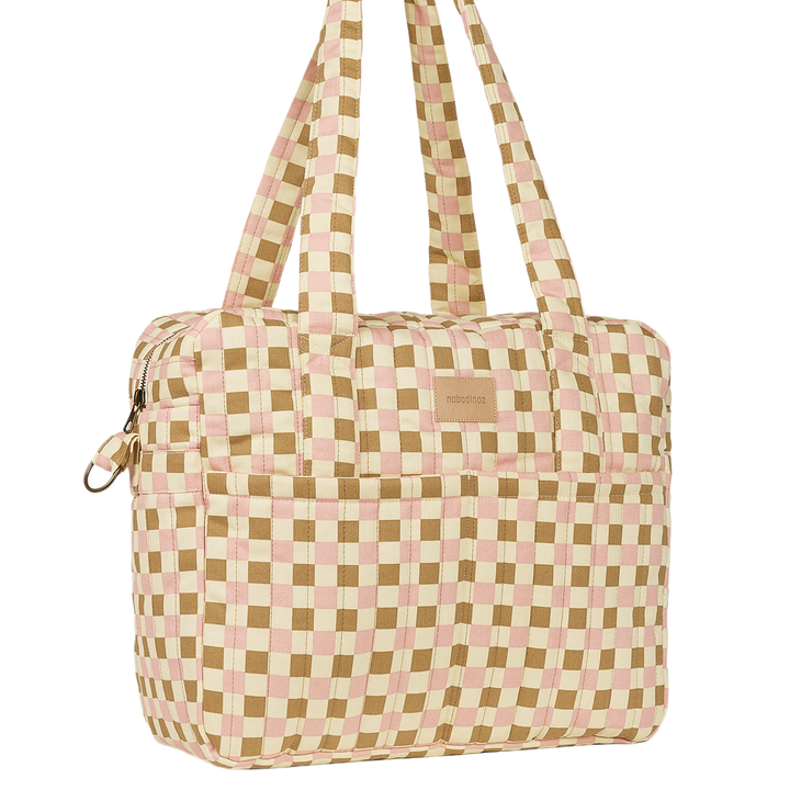 Nobodinoz - Hyde Park Waterproof Stroller Bag - Yellow Pink Mosaic - Mabel & Fox
