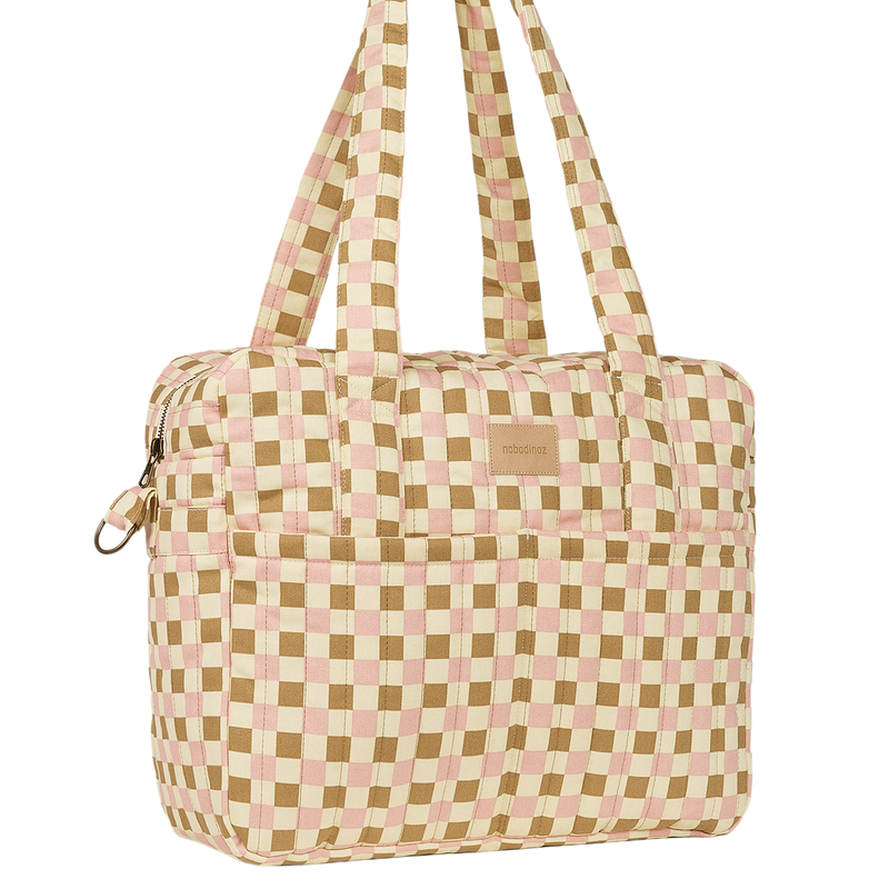 Nobodinoz - Hyde Park Waterproof Stroller Bag - Yellow Pink Mosaic - Mabel & Fox