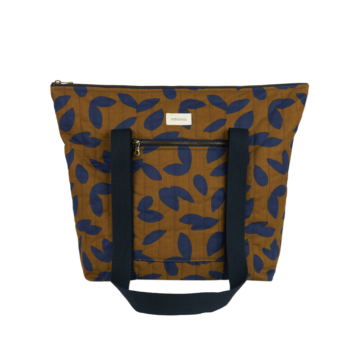 Nobodinoz - Paris-Tokyo Daily Tote Bag - Blue Leaves - Mabel & Fox