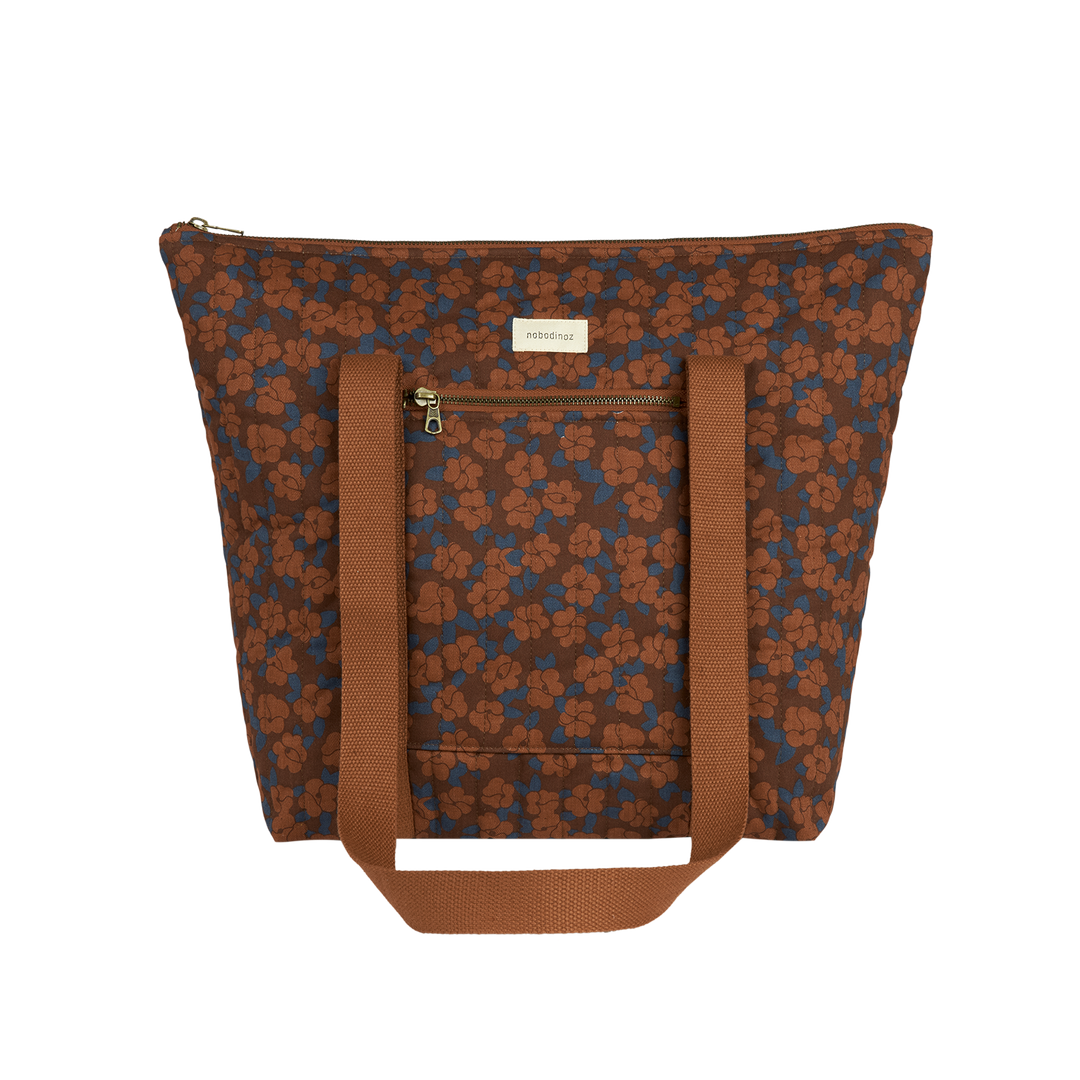 Nobodinoz - Paris-Tokyo Daily Tote Bag - Maroon Poppies - Mabel & Fox