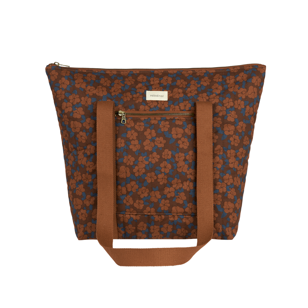 Nobodinoz - Paris-Tokyo Daily Tote Bag - Maroon Poppies - Mabel & Fox