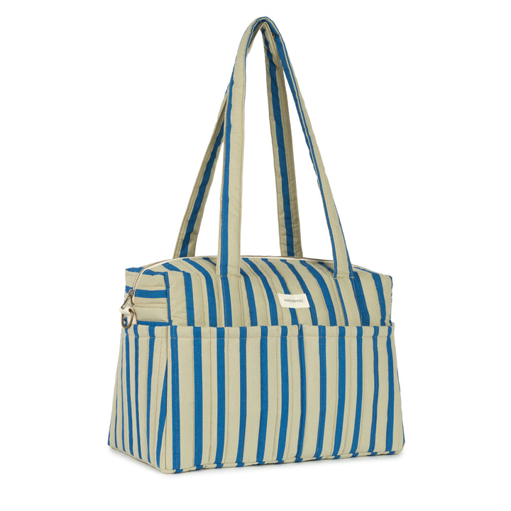 Nobodinoz - Stories Limited Edition Stroller Bag - Green Blue Stripes - Mabel & Fox