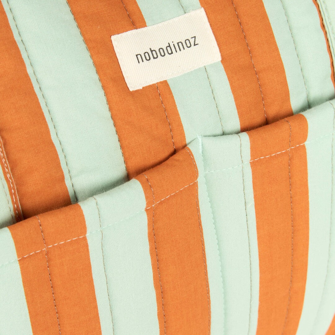 Nobodinoz - Stories Limited Edition Stroller Bag - Green Orange Stripes - Mabel & Fox