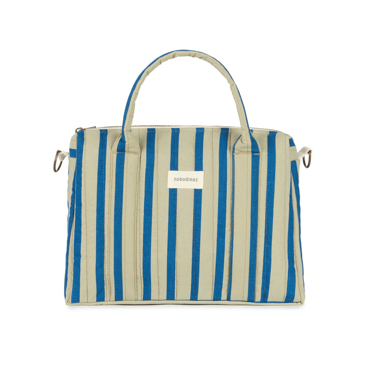 Nobodinoz - Stories Limited Edition Stroller Organiser - Green Blue Stripes - Mabel & Fox