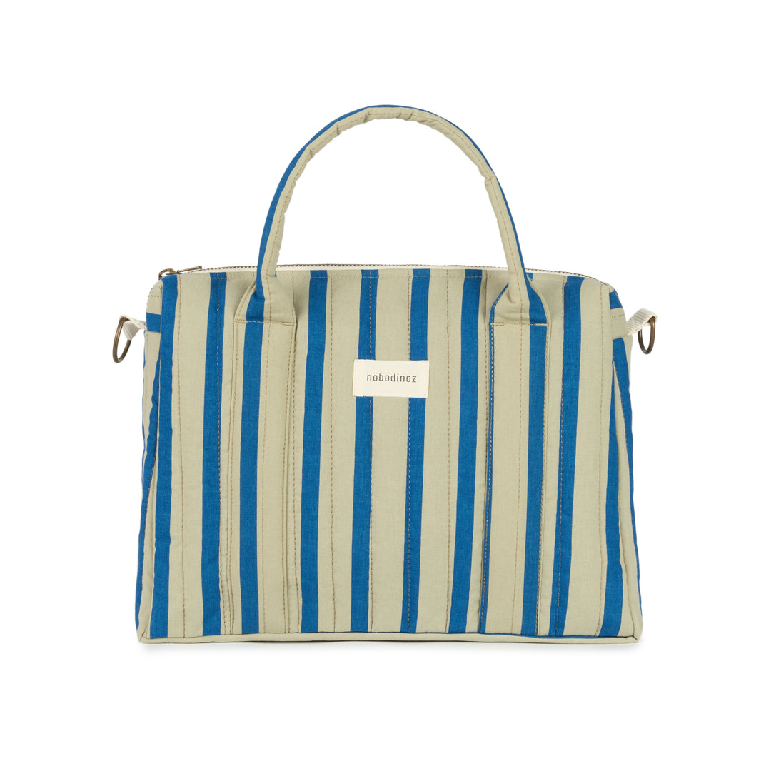 Nobodinoz - Stories Limited Edition Stroller Organiser - Green Blue Stripes - Mabel & Fox