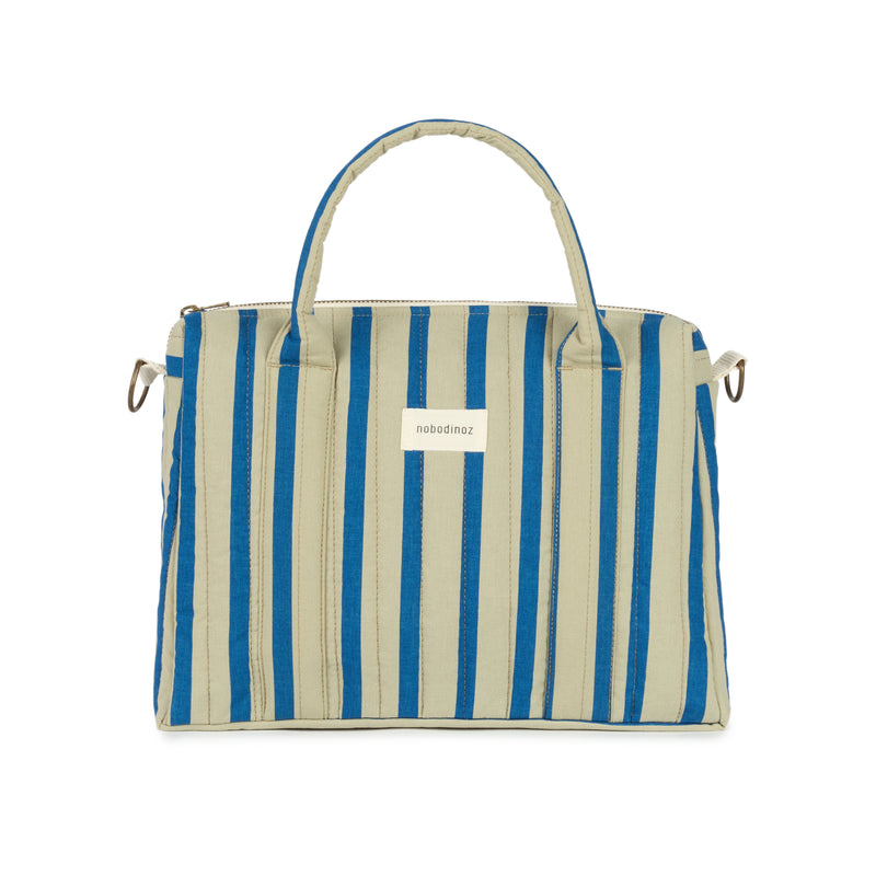Nobodinoz - Stories Limited Edition Stroller Organiser - Green Blue Stripes - Mabel & Fox