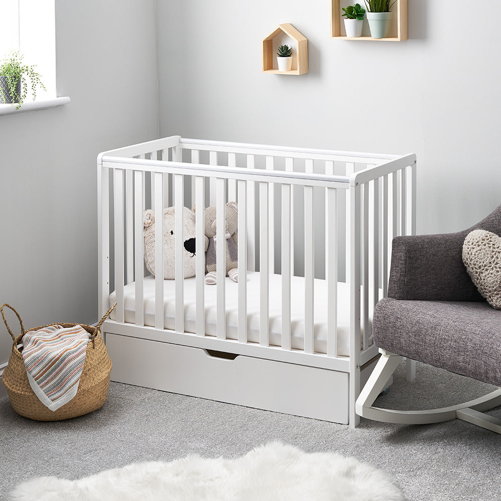 OBaby - Bantam Space Saver Cot & Under Drawer - White - Mabel & Fox
