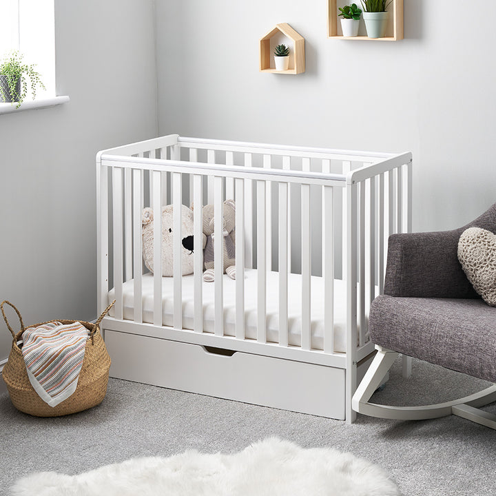 OBaby - Bantam Space Saver Cot & Under Drawer - White - Mabel & Fox