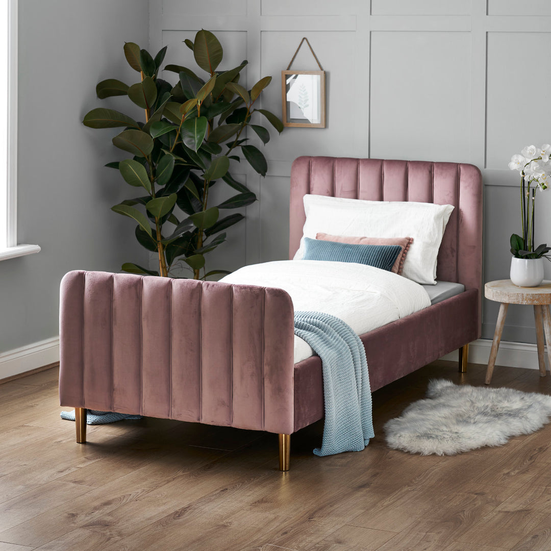OBaby - Gatsby Velvet Single Bed - Pink - Mabel & Fox