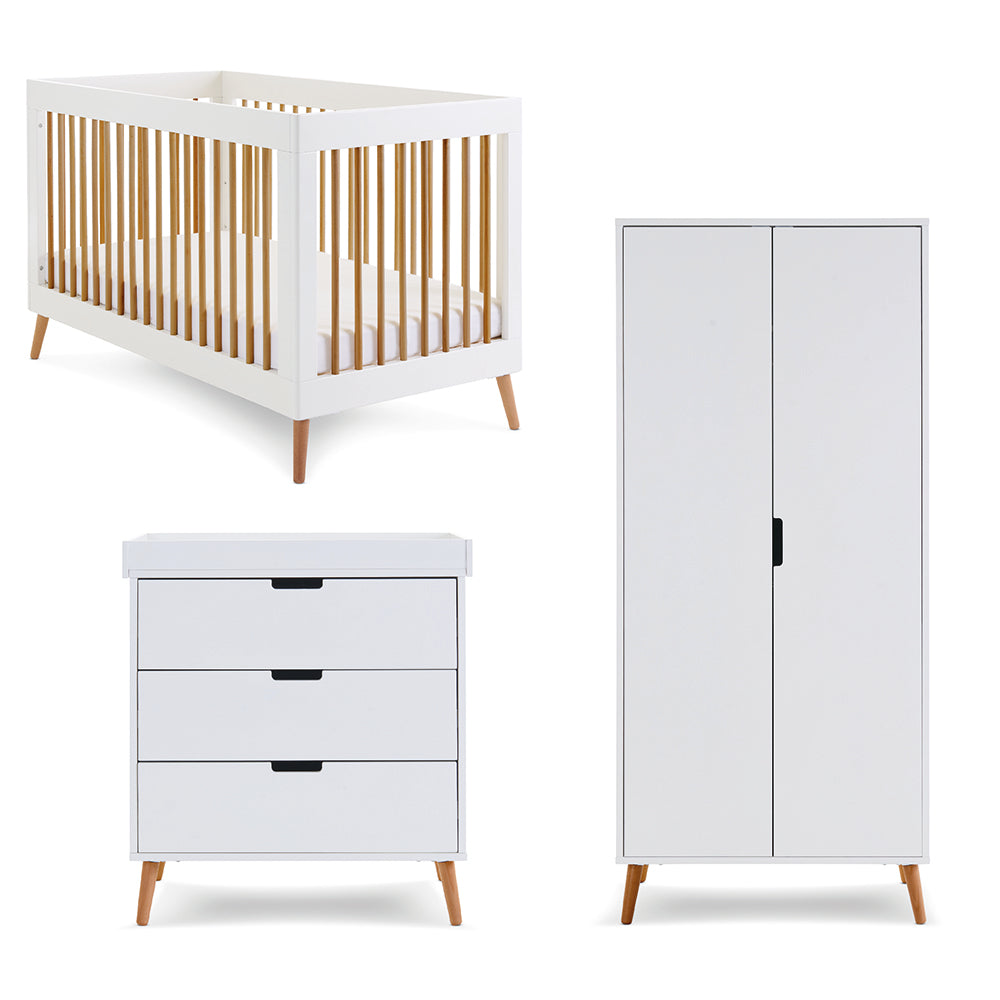 OBaby - Maya 3 Piece Room Set - White with Natural - Mabel & Fox