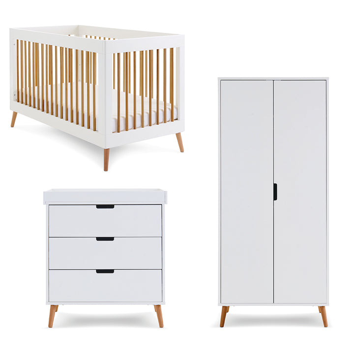OBaby - Maya 3 Piece Room Set - White with Natural - Mabel & Fox