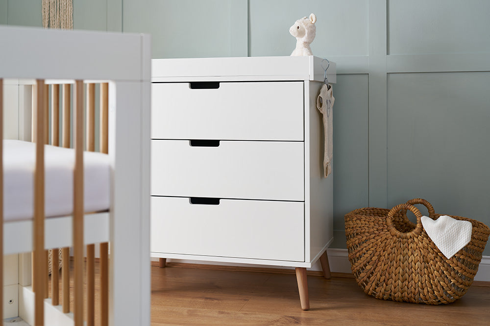 OBaby - Maya 3 Piece Room Set - White with Natural - Mabel & Fox