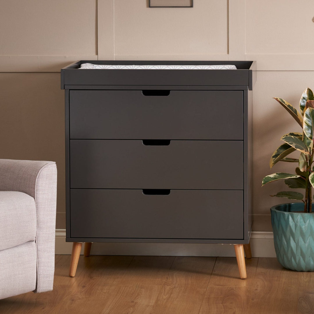 OBaby - Maya Changing Unit - Slate with Natural - Mabel & Fox