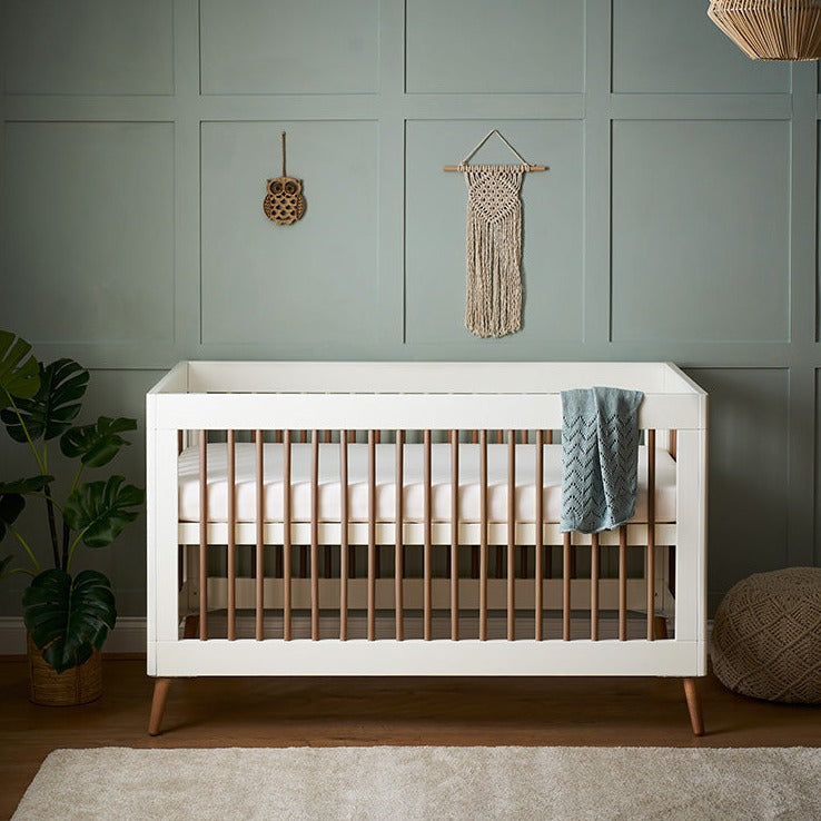 OBaby - Maya Cot Bed - White with Natural - Mabel & Fox