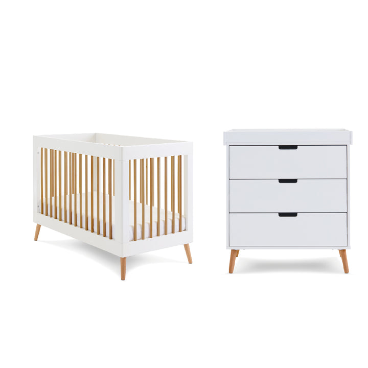 OBaby - Maya Mini 2 Piece Room Set - White with Natural - Mabel & Fox