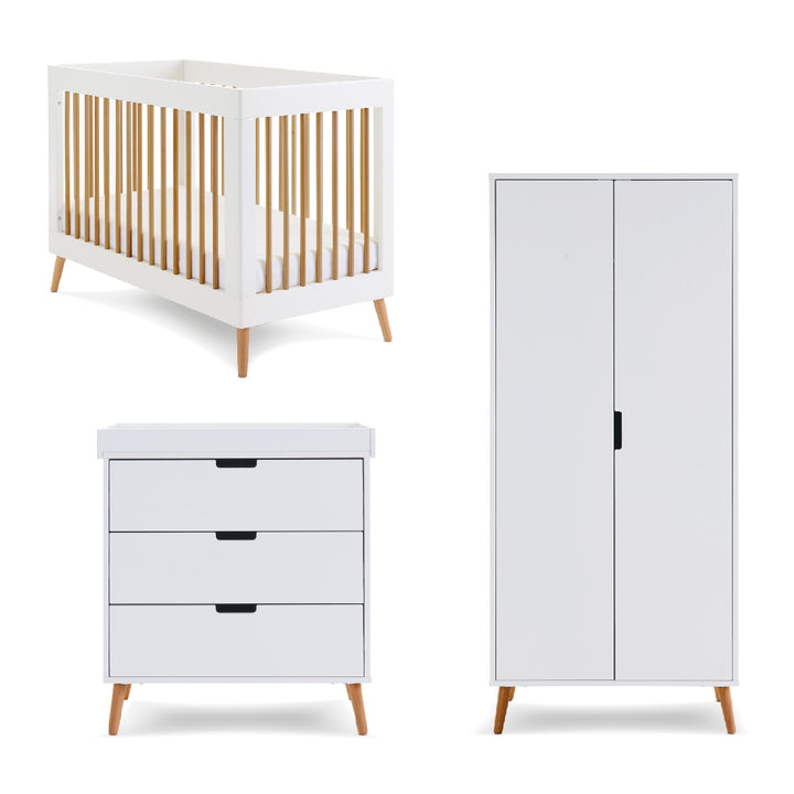 OBaby - Maya Mini 3 Piece Room Set - White with Natural - Mabel & Fox