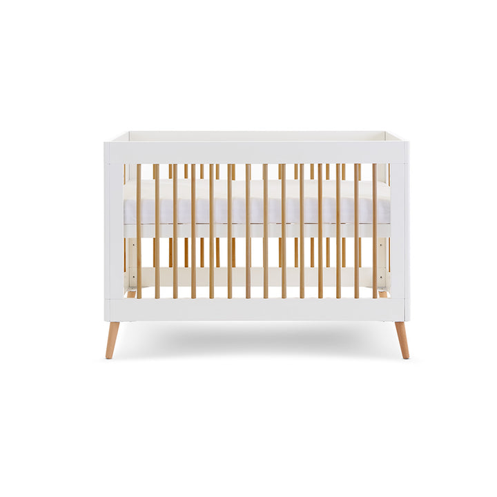 OBaby - Maya Mini Cot Bed - White with Natural - Mabel & Fox