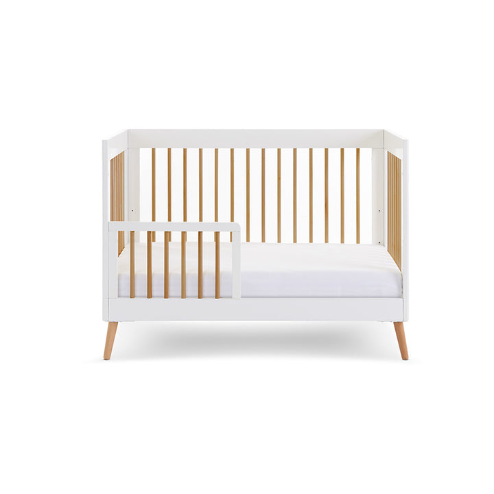 OBaby - Maya Mini Cot Bed - White with Natural - Mabel & Fox
