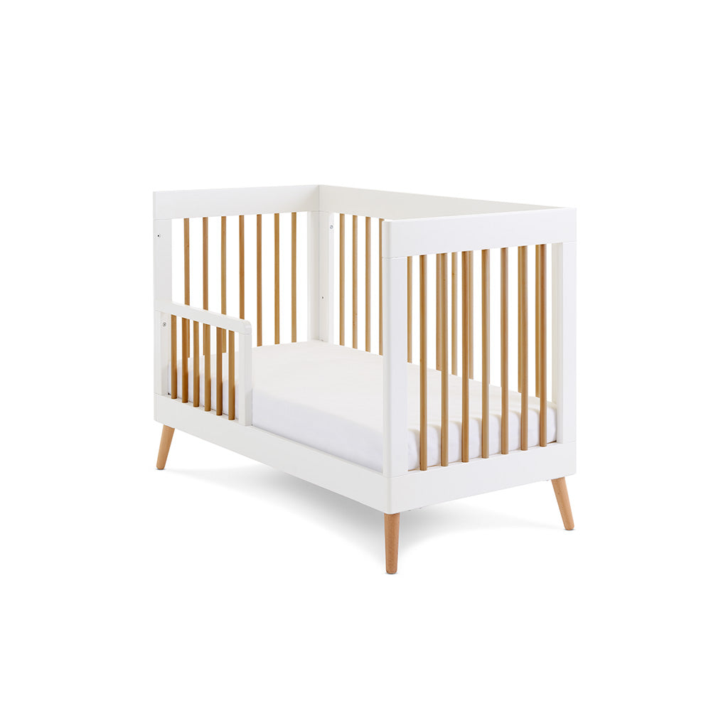 OBaby - Maya Mini Cot Bed - White with Natural - Mabel & Fox